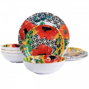 Elama EL-GRACE Grace 12 Piece Melamine Dinnerware Set