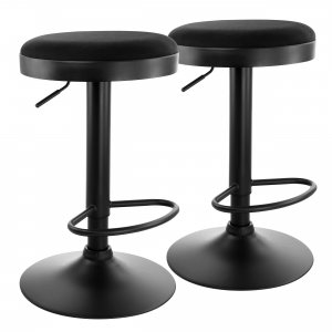 Elama ELM-7229-BLK 2 Piece Backless Adjustable Fabric Bar Stool In Bla