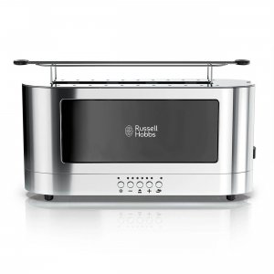 Russell TRL9300BKR Stainless Steel 2 Slice Long Toaster With Black Gla