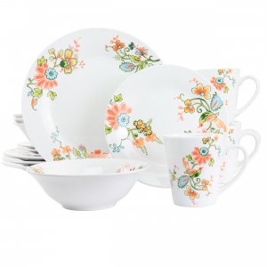 Elama ELM-SPRINGBLOOM16 Spring Bloom 16 Piece Round Porcelain Dinnerwa