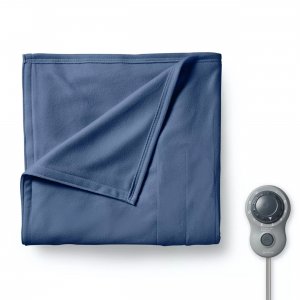 Sunbeam 2152505 Full Size Electric Fleece Heated Blanket In Blue