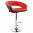 Elama ELM-706-RED-BLK Adjustable Faux Leather Open Back Bar Stool In R