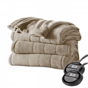 Sunbeam 2152790 Queen Size Electric Microplush Heated Blanket With Dua