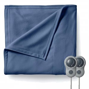 Sunbeam 2152498 Queen Size Electric Fleece Heated Blanket In Blue With