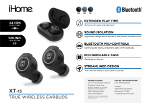 Ergoguys HM-AU-BE-203-BK Ihome Xt-15 True Wireless Ear Bud Black