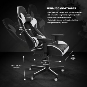 Ofm RSP-100-WHT Respawn Reclining Gaming Chr Wht