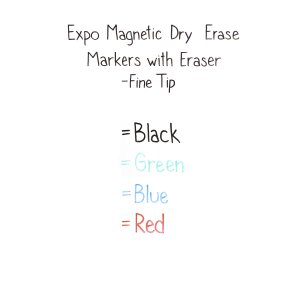 Dymo 1944746 Expo Magnetic Fine-tip Dry-erase Markers W Erasers: Assor