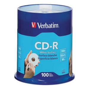 Verbatim 94712 Cd-r 700mb 52x With Blank White Surface - 100pk Spindle