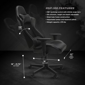 Ofm RSP-100-BLK Respawn Reclining Gaming Chr Blk