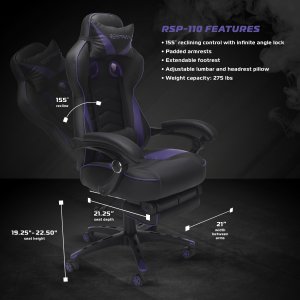 Ofm RSP-110-PUR Respawn Recline Gaming Chrfootrest Prpl