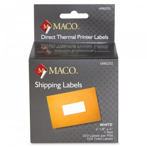 Maco M86202 2 18 X 4 Direct Thermal White Shipping Labels (220 Labelsr