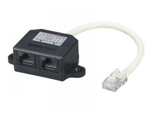 Black FAU962 Cat5e Cable Adapter Doubler 1 Rj45 Male2 Rj45 Female