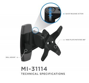 Relaunch MI-31114B Mount-it Monitor Wall Mount 19-34inblack