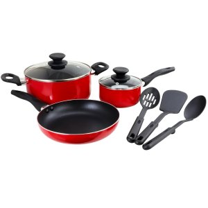 Gibson 93046.08 8pc Red Nonstick Alum Cookware