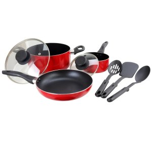 Gibson 93046.08 8pc Red Nonstick Alum Cookware