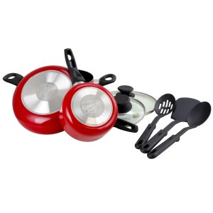 Gibson 93046.08 8pc Red Nonstick Alum Cookware