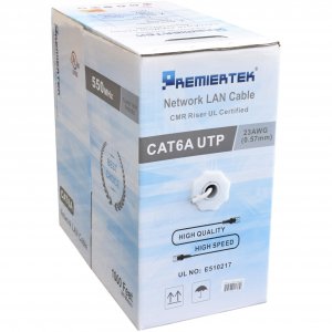 Premiertek UL-CMR-CAT6A-W 1000ft White Cat6a Utp 23awg