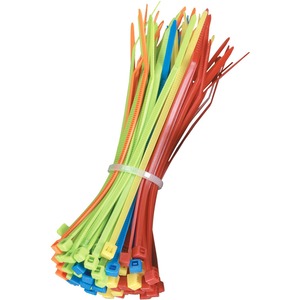 Black FT611 Cable Zip Ties 18inchw X 4inchl Plastic Assorted Colors 10