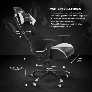 Ofm RSP-200-WHT Respawn Perform Mesh Back Gaming Chr Wht