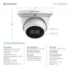 Amcrest AMC4KDM6-W 4k Analog Dome Camera