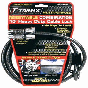 Trimax MAG10SC 10' X 8mm Resettable Combination Cable Lock