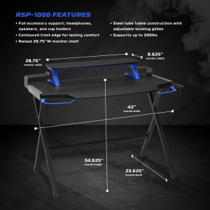 Ofm RSP-1000-BLU Respawn Gaming Desk Blue