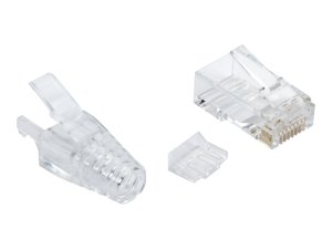 Black FMTP6A-CL-100PAK Cat6a Modular Rj-45 Plugs Wboots, Solidstranded