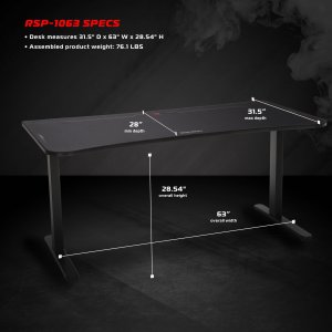 Ofm RSP-1063-BLK Respawn Gaming Table Black