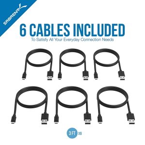 Sabrent CB-UM63 6pk 22awg Premium 3ft Micro Usb