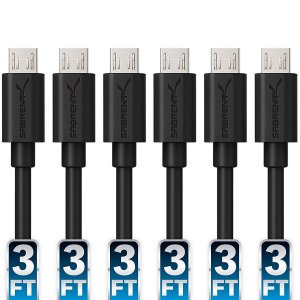 Sabrent CB-UM63 6pk 22awg Premium 3ft Micro Usb