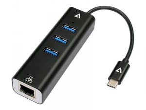 V7 V7UCRJ45USB3 Blk Usb-c To Rj45 Plus 3xusb