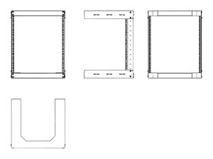 4xem 4XOPENWALL12UD 12u Wallmount Open Frame