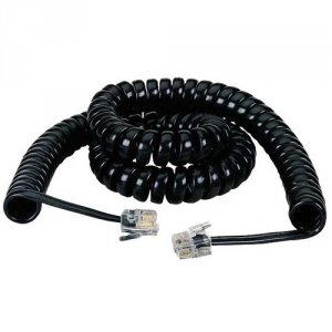 Black EJ302-0025 Rj-22 Modular Coiled Handset Cord Dark Gray 25-ft. 7.