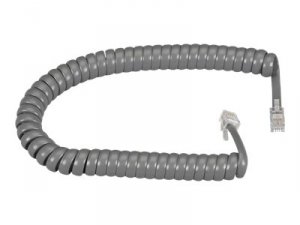 Black EJ302-0025 Rj-22 Modular Coiled Handset Cord Dark Gray 25-ft. 7.