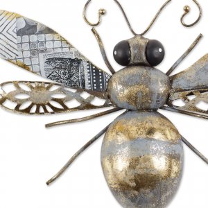 Accent 4506191 Mixed Pattern Metal Bee Garden Stake - 38 Inches