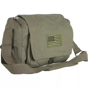 Fox 43-702 Retro Departure Shoulder Bag With Usa Emblem - Olive Drab