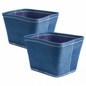 Dii CAMZ37619S Set Of 2 Navy Blue Fabric Storage Bins With Stitching D