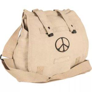 Fox 43-098 Retro Hungarian Shoulder Bag With Peace Emblem - Khaki