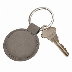 Creative 2761 Leatherette Round Key Chain Grey 1 78