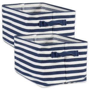 Dii CAMZ38426S Stylish Pe-coated Fabric Bin Set - Blue Stripes - 9.5