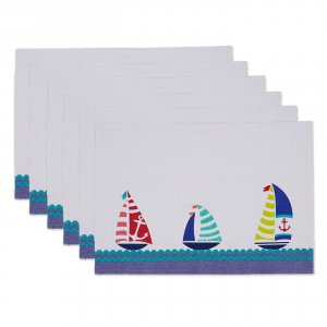 Dii CAMZ10815S Set Of 6 Fabric Placemats - Sailboats