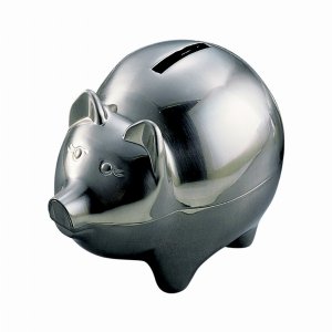 Creative 23236 Pig Bank, Large, Pewter Finish 4 H X 5 W