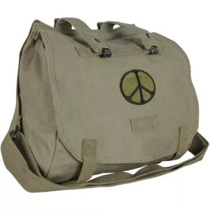 Fox 43-094 Retro Hungarian Shoulder Bag With Peace Emblem - Olive Drab