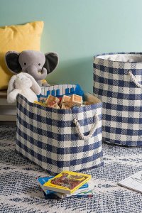 Dii CAMZ10114S Checked Pattern Woven Paper Bin With Rope Handles - 12 