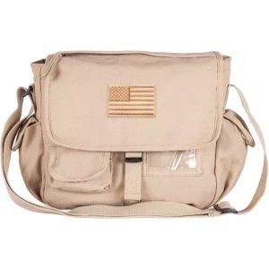 Fox 43-076 Retro Messenger Bag With Usa Emblem - Khaki