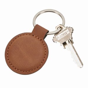 Creative 2760 Leatherette Round Key Chain, Caramel 1 78