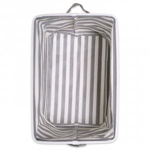 Dii CAMZ38435S Pe-coated Fabric Bin Set With Gray Stripes - 8 Inches