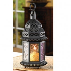 Accent 14119S Multi-colored Glass Moroccan Candle Lantern - 10 Inches