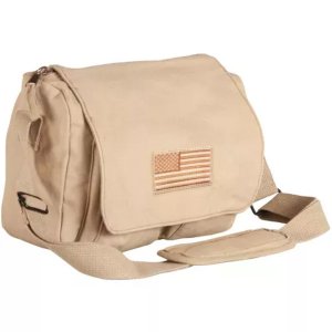 Fox 43-706 Retro Departure Shoulder Bag With Usa Emblem - Khaki