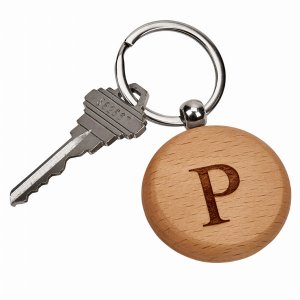 Creative 2437 Round Wood Key Chain 1.75 X 3.25